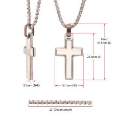 INOX Stainless Steel Beveled Cross Pendant Necklace
