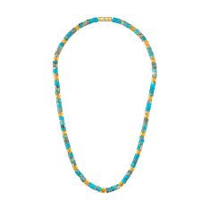 Bulova Marine Star Turquoise and Pyrite Bead Necklace