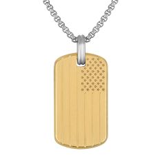Bulova Two-Tone Stainless Steel 150th Flag Pendant Necklace 1