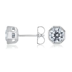 2 1/3ctw ECONIC Star Octagon Lab Grown Diamond 14k White Gold Stud Earrings