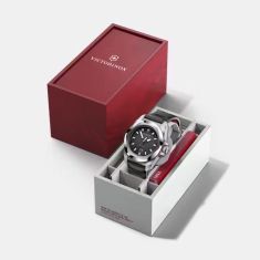 Victorinox I.N.O.X Quartz Black Dial Black Rubber Strap Watch 41mm - 242028