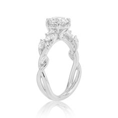 1 1/2ctw Round Diamond 18k White Gold Nature-Inspired Halo Engagement Ring