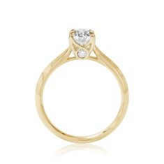 1ctw Oval Diamond 18k Yellow Gold Solitaire Knife-Edge Engagement Ring