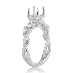 1/2ctw Diamond Floral Motif 18k White Gold Engagement Ring Setting