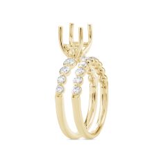 1ctw Round Diamond 18k Yellow Gold Engagement Ring Setting and Wedding Ring Set