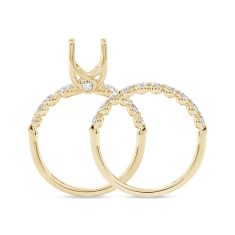 1ctw Round Diamond 18k Yellow Gold Engagement Ring Setting and Wedding Ring Set