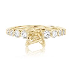 1ctw Round Diamond 18k Yellow Gold Engagement Ring Setting and Wedding Ring Set