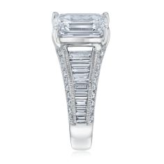 4 1/2ctw Emerald Lab Grown Diamond 14k White Gold Engagement Ring - Lady Mary