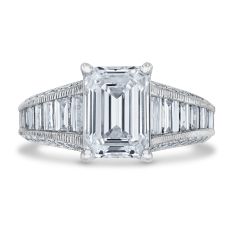 4 1/2ctw Emerald Lab Grown Diamond 14k White Gold Engagement Ring - Lady Mary