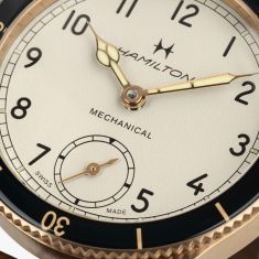 Hamilton Khaki Aviation Pilot Pioneer Mechanical Bronze White Dial Leather Strap Watch 43mm - H76709510