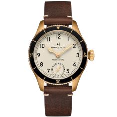 Hamilton Khaki Aviation Pilot Pioneer Mechanical Bronze White Dial Leather Strap Watch 43mm - H76709510 1