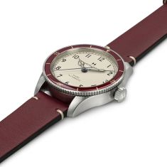 Hamilton Khaki Aviation Pilot Pioneer Auto White Dial Burgundy Leather Strap Watch 38mm - H76265810