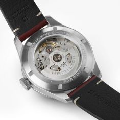 Hamilton Khaki Aviation Pilot Pioneer Auto White Dial Burgundy Leather Strap Watch 38mm - H76265810