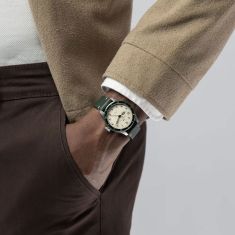 Hamilton Khaki Aviation Pilot Pioneer Auto White Dial Green Leather Strap Watch 38mm - H76255810