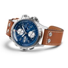 Hamilton Khaki Aviation X-Wind Auto Chrono Blue Dial Leather Strap Watch 44mm - H77506540