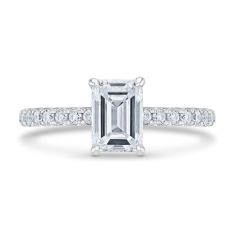 2ctw Emerald Lab Grown Diamond Hidden Halo 14k White Gold Engagement Ring