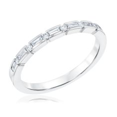 1/4ctw Baguette and Round Diamond 14k White Gold Wedding Band 1