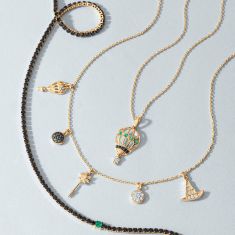 Wicked Elphaba Black Spinel and Created Emerald Gold Vermeil Tennis Necklace