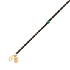 Wicked Elphaba Black Spinel and Created Emerald Gold Vermeil Tennis Bracelet