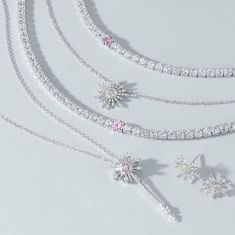 Wicked Glinda Created White Sapphire and Created Pink Sapphire Tennis Necklace
