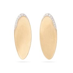 Marco Bicego 18k Yellow Gold Medium Statement Stud Earrings with Diamond Pavé - Lunaria Collection 1