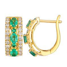 Le Vian® Costa Smeralda Emeralds™ 1ctw Nude Diamonds™ 14k Honey Gold™ Hoop Earrings