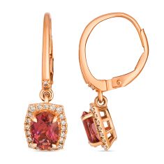 Le Vian® Passion Fruit Tourmaline™ 1/4ctw Nude Diamonds™ Hexagon Halo 14k Strawberry Gold® Earrings
