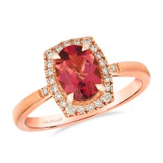 Le Vian® Passion Fruit Tourmaline™ 1/6ctw Nude Diamonds™ Hexagon Halo 14k Strawberry Gold® Ring 1