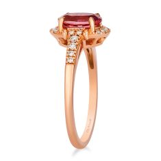 Le Vian® Passion Fruit Tourmaline™ 1/8ctw Nude Diamonds™ Oval Halo 14k Strawberry Gold® Ring