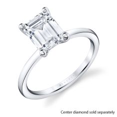 Sylvie Emerald Cut Solitaire 14k White Gold Ring Setting - Amelia 1