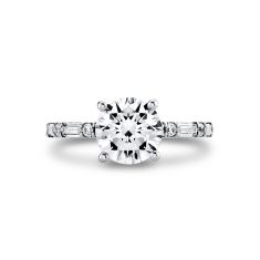 Sylvie Round Cut Alternating 1/2ctw Diamond and Baguette 14k White Gold Engagement Ring Setting - Bonnie