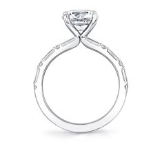 Sylvie Round Cut Alternating 1/2ctw Diamond and Baguette 14k White Gold Engagement Ring Setting - Bonnie