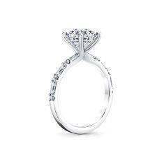 Sylvie Round Cut Alternating 1/2ctw Diamond and Baguette 14k White Gold Engagement Ring Setting - Bonnie