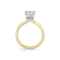 Sylvie Round Cut Solitaire Hidden Halo Collar 14k Yellow Gold Engagement Ring Setting - Nova