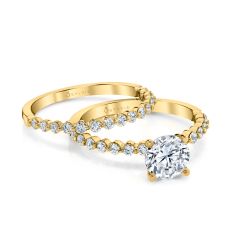 Sylvie Round Cut Classic 1/4ctw Diamond 14k Yellow Gold Engagement Ring Setting - Athena