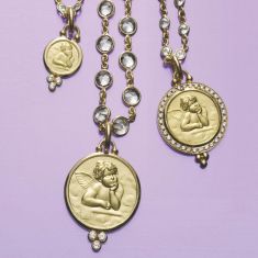 Temple St. Clair 18k Yellow Gold Large Diamond Angel Pendant