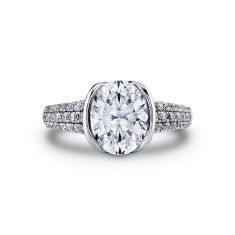Sylvie Shell Auranova Half Bezel 7/8ctw Diamond Pavé 14k White Gold Engagement Ring Setting with Shell Tip Silhouettes - Mariselle
