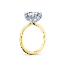 Sylvie Cushion Cut Solitaire 1/5ctw Diamond Hidden Halo 14k Yellow Gold Engagement Ring Setting - Elin
