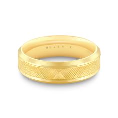 Men's Sylvie 14k Yellow Gold 6.5mm Heritage Knurled Center Band - Phineas 1