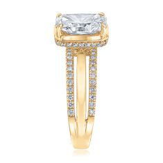 3ctw Radiant Lab Grown Diamond 14k Yellow Gold Hidden Halo Engagement Ring