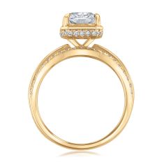 3ctw Radiant Lab Grown Diamond 14k Yellow Gold Hidden Halo Engagement Ring