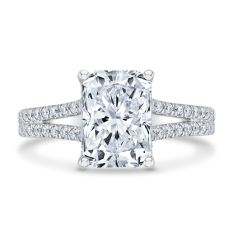3 1/2ctw Radiant Lab Grown Diamond 14k White Gold Engagement Ring