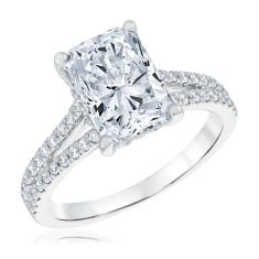 3 1/2ctw Radiant Lab Grown Diamond 14k White Gold Engagement Ring 1
