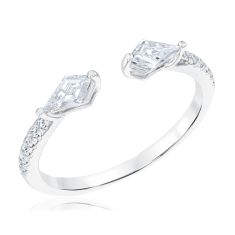 1/2ctw Kite-Shaped Lab Grown Diamond 14k White Gold Open Wedding Band 1