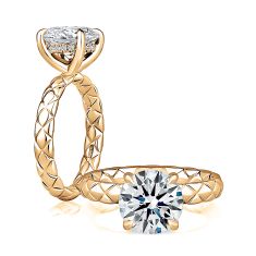 A.JAFFE 1/15ctw Diamond Hidden Halo 14k Yellow Gold Quilts® Engagement Ring Setting