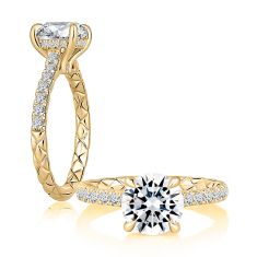 A.JAFFE 3/8ctw Diamond Quilts® Band 14k Yellow Gold Engagement Ring Setting