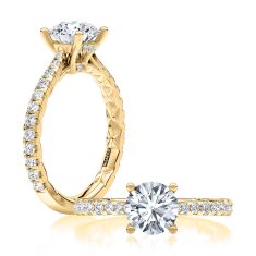 A.JAFFE 3/8ctw Diamond Scalloped Quilts® Band 14k Yellow Gold Engagement Ring Setting