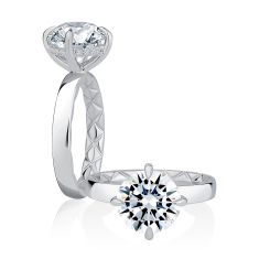 A.JAFFE Classics 1/15ctw Diamond Hidden Halo 14k White Gold Engagement Ring Setting