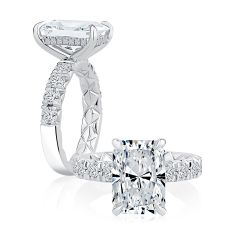 A.JAFFE 1ctw Diamond Hidden Halo Quilts® Interior 14k White Gold Engagement Ring Setting