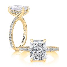 A.JAFFE 5/8ctw Diamond Hidden Halo Quilts® Interior 14k Yellow Gold Engagement Ring Setting
